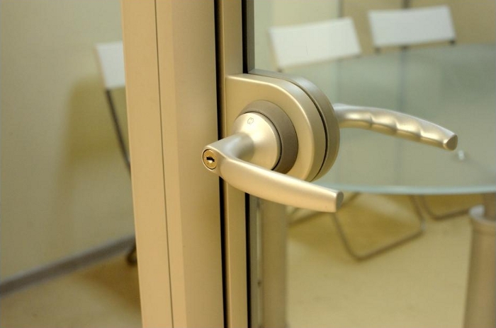 Фото Минимализм в полотнах одинарный витраж -  дверь SLIM